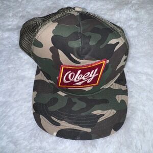 Obey Trucker Hat Mens OS Camo Excellent Mesh Snapback Camouflage Logo Patch